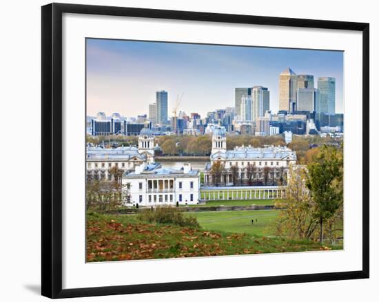 Royal Greenwich Park, National Maritime Musuem, and Canary Wharf in Autumn, London, England-Jane Sweeney-Framed Photographic Print