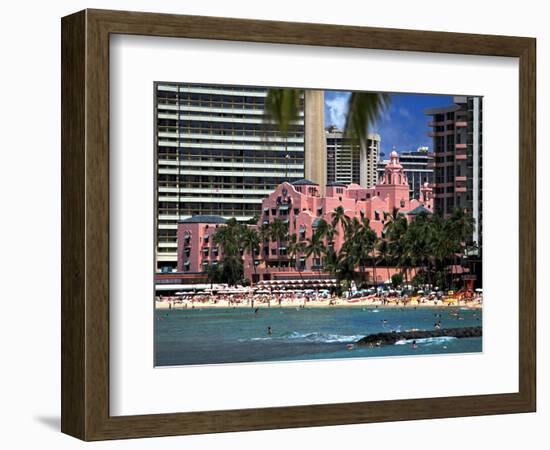 Royal Hawaiian or "Pink Palace" Hotel, Waikiki Beach-George Oze-Framed Photographic Print