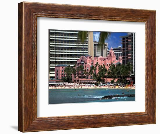 Royal Hawaiian or "Pink Palace" Hotel, Waikiki Beach-George Oze-Framed Photographic Print