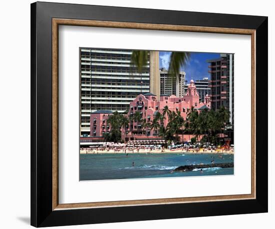 Royal Hawaiian or "Pink Palace" Hotel, Waikiki Beach-George Oze-Framed Photographic Print