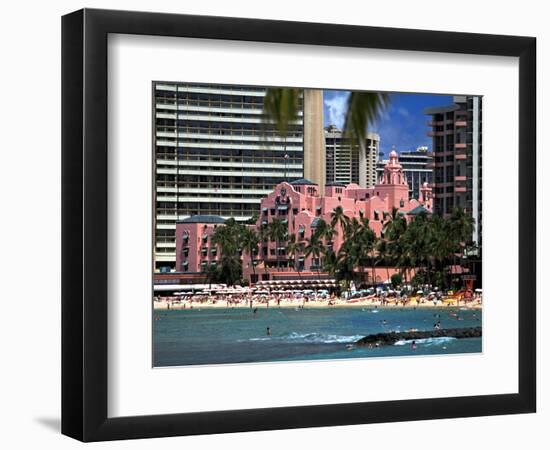 Royal Hawaiian or "Pink Palace" Hotel, Waikiki Beach-George Oze-Framed Photographic Print