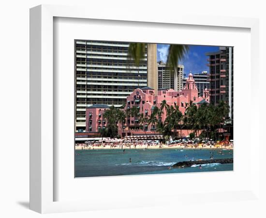 Royal Hawaiian or "Pink Palace" Hotel, Waikiki Beach-George Oze-Framed Photographic Print