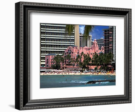 Royal Hawaiian or "Pink Palace" Hotel, Waikiki Beach-George Oze-Framed Photographic Print