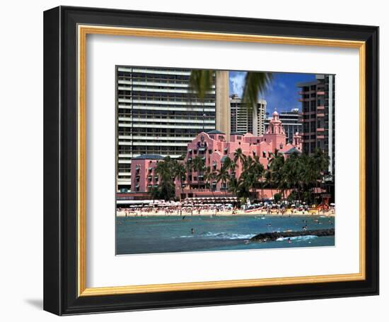 Royal Hawaiian or "Pink Palace" Hotel, Waikiki Beach-George Oze-Framed Photographic Print