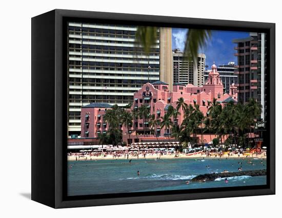 Royal Hawaiian or "Pink Palace" Hotel, Waikiki Beach-George Oze-Framed Premier Image Canvas