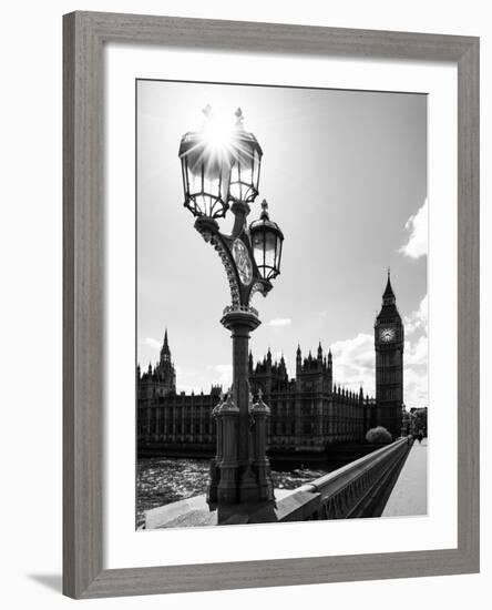 Royal Lamppost UK and Houses of Parliament and Westminster Bridge - Big Ben - London - England-Philippe Hugonnard-Framed Photographic Print