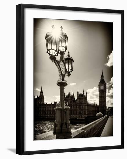 Royal Lamppost UK and Houses of Parliament and Westminster Bridge - Big Ben - London - England-Philippe Hugonnard-Framed Photographic Print