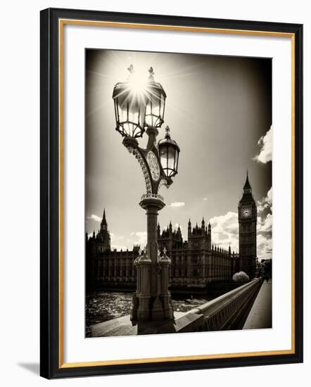 Royal Lamppost UK and Houses of Parliament and Westminster Bridge - Big Ben - London - England-Philippe Hugonnard-Framed Photographic Print