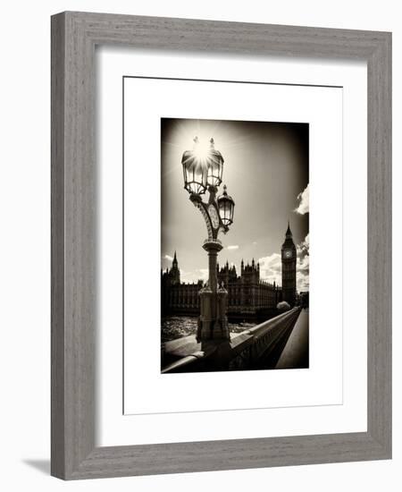 Royal Lamppost UK and Houses of Parliament and Westminster Bridge - Big Ben - London - England-Philippe Hugonnard-Framed Art Print