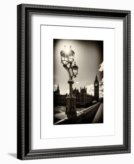 Royal Lamppost UK and Houses of Parliament and Westminster Bridge - Big Ben - London - England-Philippe Hugonnard-Framed Art Print