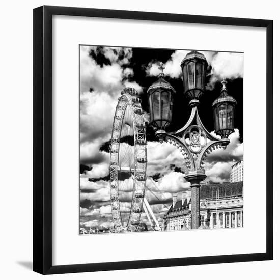 Royal Lamppost UK and London Eye - Millennium Wheel and River Thames - City of London - UK-Philippe Hugonnard-Framed Photographic Print