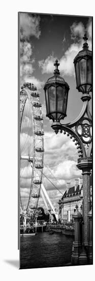 Royal Lamppost UK and London Eye - Millennium Wheel and River Thames - London - UK - Door Poster-Philippe Hugonnard-Mounted Photographic Print