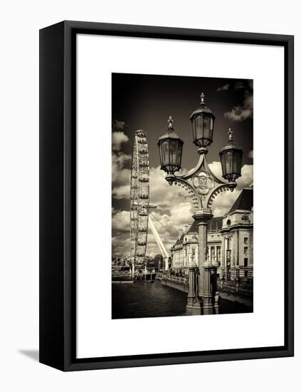Royal Lamppost UK and London Eye - Millennium Wheel - London - UK - England - United Kingdom-Philippe Hugonnard-Framed Stretched Canvas