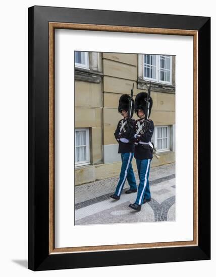 Royal Life Guards in Amalienborg, Winter Home of the Danish Royal Family, Copenhagen, Denmark-Michael Runkel-Framed Photographic Print