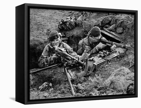 Royal Marine Comandos Man a Trench at San Carlos, 1982 (B/W Photo)-English Photographer-Framed Premier Image Canvas