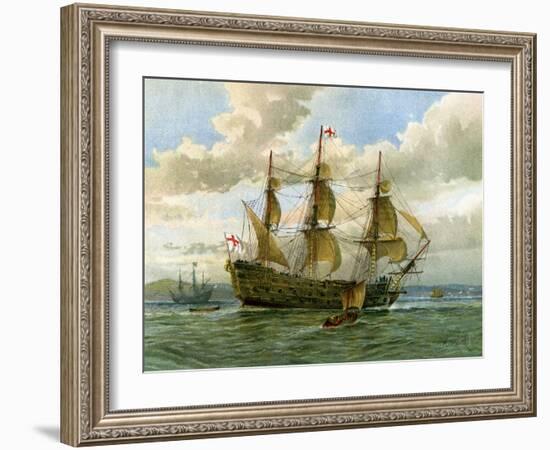 Royal Navy Battle Ship, C1650-William Frederick Mitchell-Framed Giclee Print
