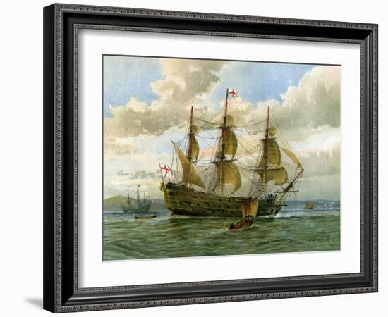 Royal Navy Battle Ship, C1650-William Frederick Mitchell-Framed Giclee Print