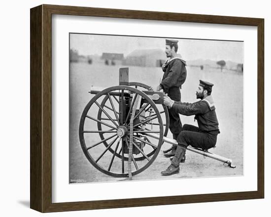 Royal Navy Maxim Gun Practice at Whale Island, Portsmouth, Hampshire, 1896-Gregory & Co-Framed Giclee Print