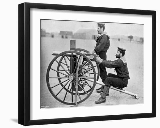 Royal Navy Maxim Gun Practice at Whale Island, Portsmouth, Hampshire, 1896-Gregory & Co-Framed Giclee Print