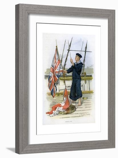 Royal Navy Sailor Signalling, C1890-C1893-William Christian Symons-Framed Giclee Print