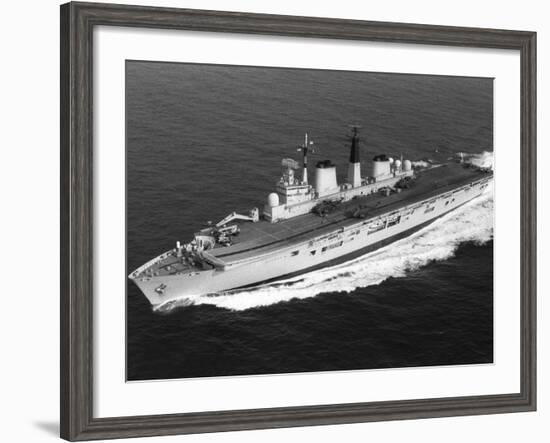 Royal Navy Ships HMS Invincible Aircraft Carrier Sailing in the Northern Atlantic, October 1985-null-Framed Photographic Print