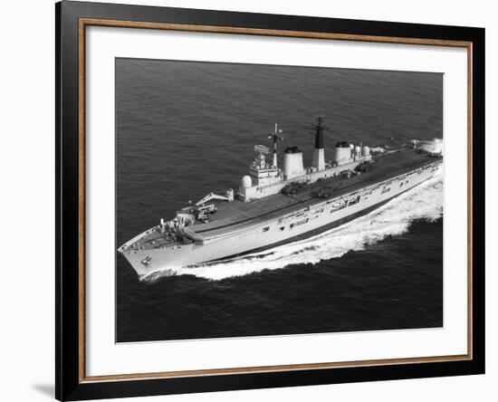 Royal Navy Ships HMS Invincible Aircraft Carrier Sailing in the Northern Atlantic, October 1985-null-Framed Photographic Print