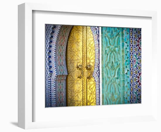 Royal Palace Door, Fes, Morocco-Doug Pearson-Framed Photographic Print