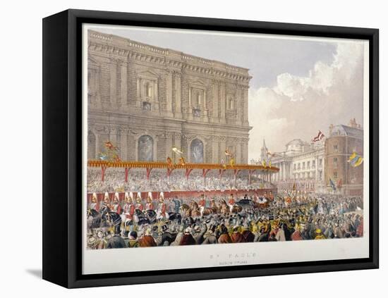 Royal Procession Passing the East End of St Paul's Cathedral, City of London, 1863-Day & Son-Framed Premier Image Canvas
