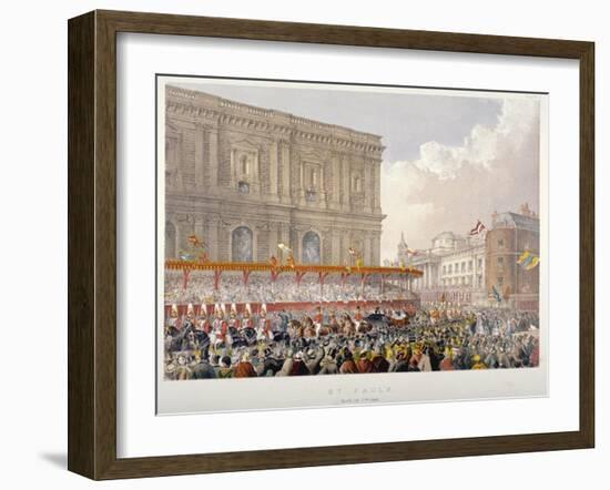 Royal Procession Passing the East End of St Paul's Cathedral, City of London, 1863-Day & Son-Framed Giclee Print