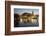 Royal Shakespeare Theatre Lit Up at Dusk Beside River Avon, Stratford-Upon-Avon, Warwickshire-Stuart Black-Framed Photographic Print