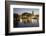 Royal Shakespeare Theatre Lit Up at Dusk Beside River Avon, Stratford-Upon-Avon, Warwickshire-Stuart Black-Framed Photographic Print