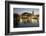 Royal Shakespeare Theatre Lit Up at Dusk Beside River Avon, Stratford-Upon-Avon, Warwickshire-Stuart Black-Framed Photographic Print