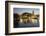 Royal Shakespeare Theatre Lit Up at Dusk Beside River Avon, Stratford-Upon-Avon, Warwickshire-Stuart Black-Framed Photographic Print