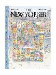 Man reads the obituaries in newspaper; headlines for each death refer, rel? - New Yorker Cartoon-Roz Chast-Framed Premium Giclee Print
