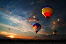 Colorful Hot Air Balloon is Flying at Sunrise-rozbyshaka-Photographic Print