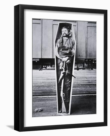 Rube Burrows (1854-90) in His Coffin, 1890 (B/W Photo)-American Photographer-Framed Giclee Print