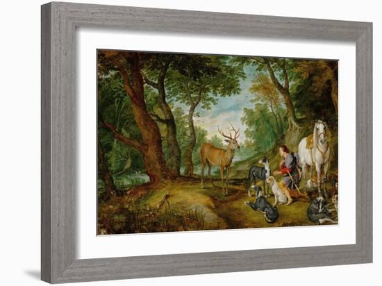 Rubens and Peter Brueghel the Younger: The Vision of Saint Hubertus-Peter Paul Rubens-Framed Giclee Print