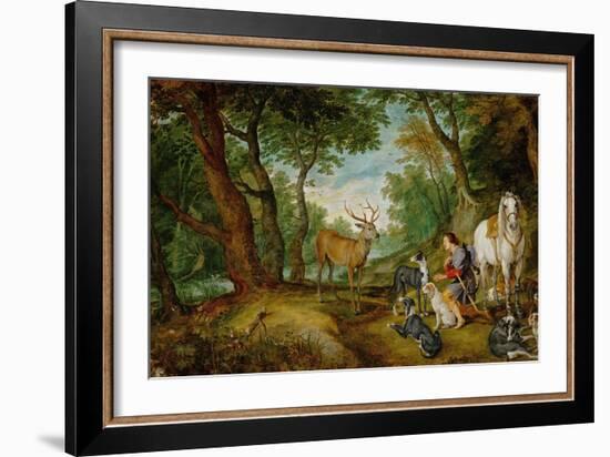 Rubens and Peter Brueghel the Younger: The Vision of Saint Hubertus-Peter Paul Rubens-Framed Giclee Print