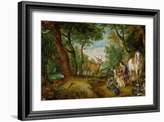 Rubens and Peter Brueghel the Younger: The Vision of Saint Hubertus-Peter Paul Rubens-Framed Giclee Print