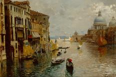 Gondolas on the Grand Canal, the Dogana and Santa Maria della Salute beyond, Venice-Rubens Santoro-Framed Giclee Print