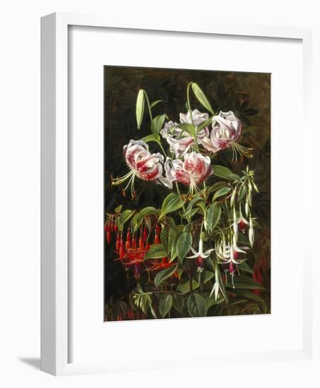 Rubrum Lilies and Fuchsias-Johan Laurentz Jensen-Framed Giclee Print