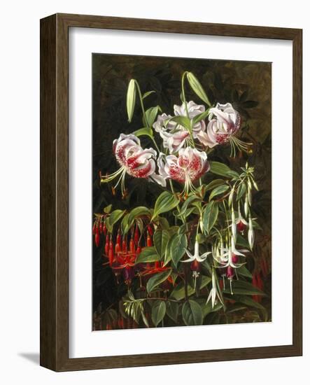 Rubrum Lilies and Fuchsias-Johan Laurentz Jensen-Framed Giclee Print