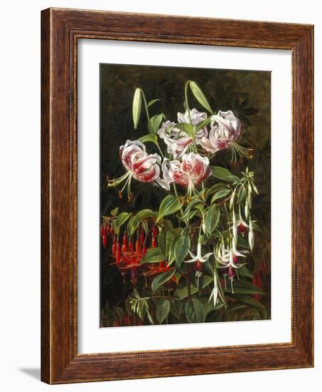 Rubrum Lilies and Fuchsias-Johan Laurentz Jensen-Framed Giclee Print