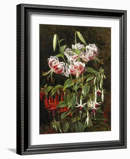 Rubrum Lilies and Fuchsias-Johan Laurentz Jensen-Framed Giclee Print