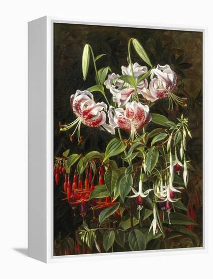 Rubrum Lilies and Fuchsias-Johan Laurentz Jensen-Framed Premier Image Canvas