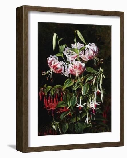 Rubrum Lilies and Fucshias-Johan Laurentz Jensen-Framed Giclee Print