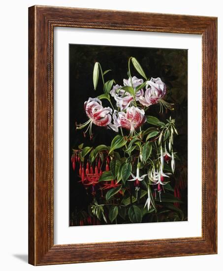 Rubrum Lilies and Fucshias-Johan Laurentz Jensen-Framed Giclee Print