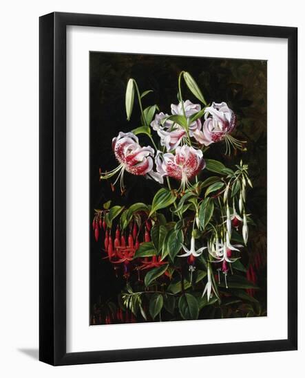 Rubrum Lilies and Fucshias-Johan Laurentz Jensen-Framed Giclee Print