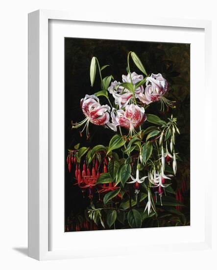 Rubrum Lilies and Fucshias-Johan Laurentz Jensen-Framed Giclee Print