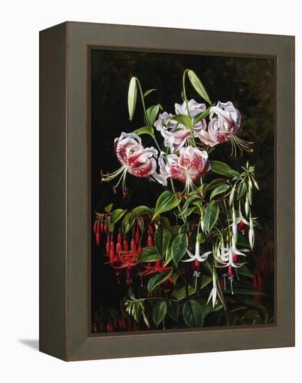 Rubrum Lilies and Fucshias-Johan Laurentz Jensen-Framed Premier Image Canvas